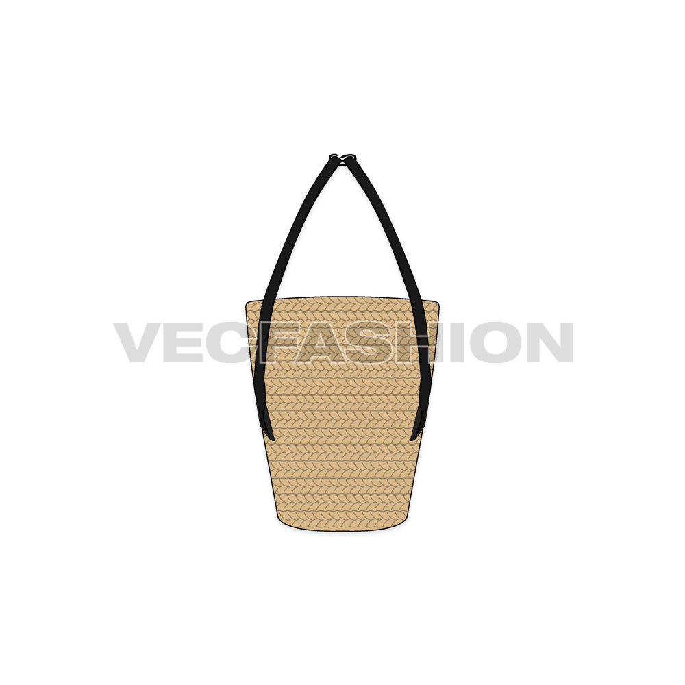 Crochet Tote Bag Flat Sketch