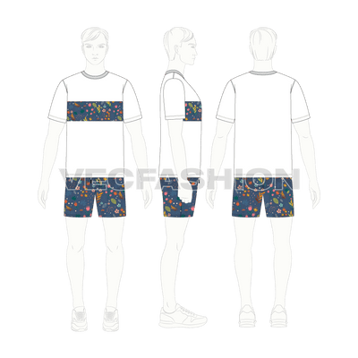 Mens Printed Short Set Vector Template