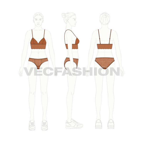 Lingerie and Underwear Illustrator Flat Sketches - VecFashion