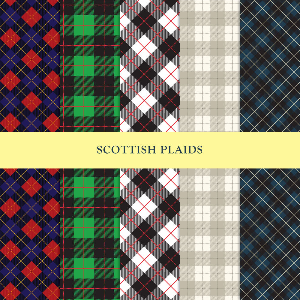 Set of 5 Scottish Plaid Patterns