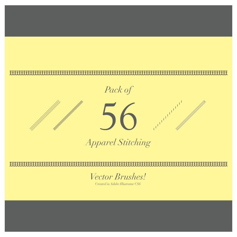 Pack of 56 Apparel Stitching Vector Brushes