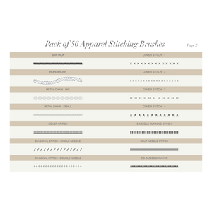 Pack of 56 Apparel Stitching Vector Brushes