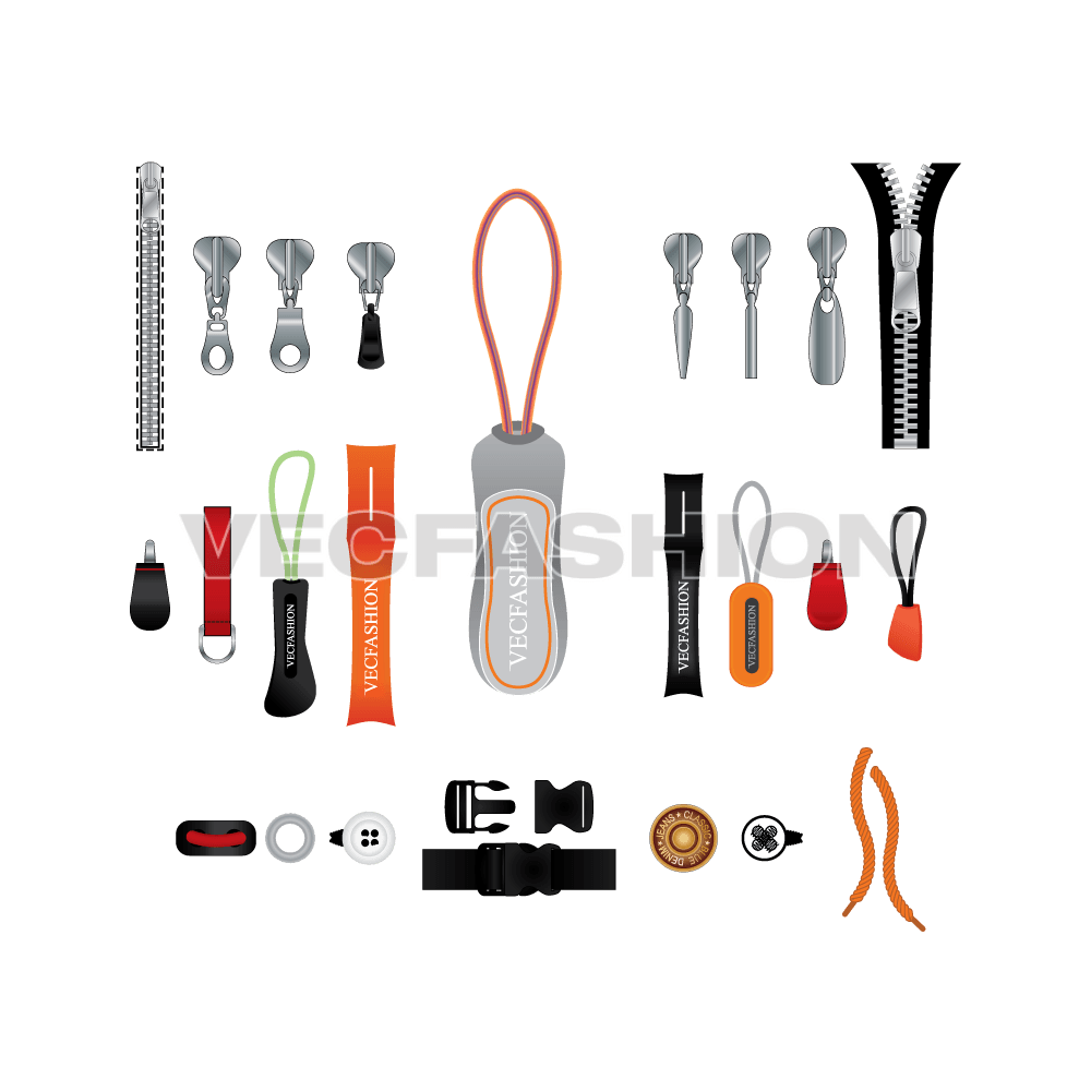 A very useful collection of cool Fastening and Zip Pullers of several types. It has many more those little things that we need when putting ideas together. This collection includes, Zip Pullers, Metal Sliders, Plastic Buckle, Drawstring Stopper etc.