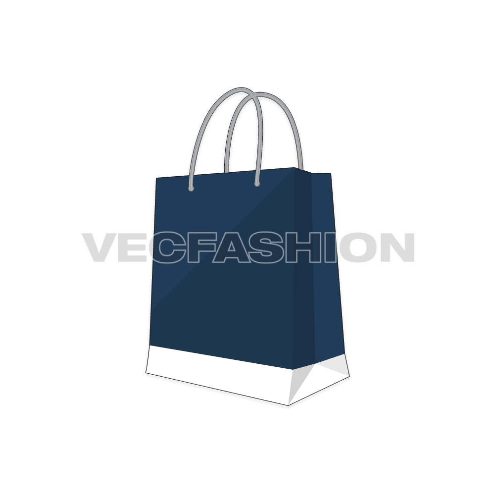A new vector template for Art card Shopping Bag, it is  rendered in navy blue with white color in matt lamination finish. 