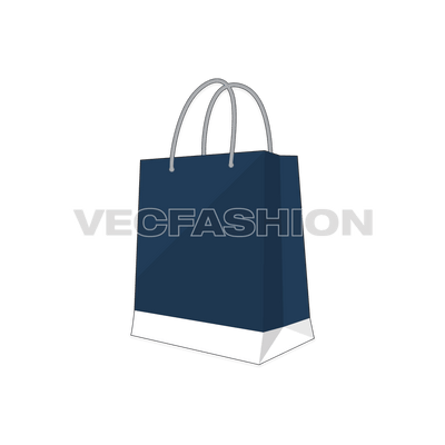A new vector template for Art card Shopping Bag, it is  rendered in navy blue with white color in matt lamination finish.
