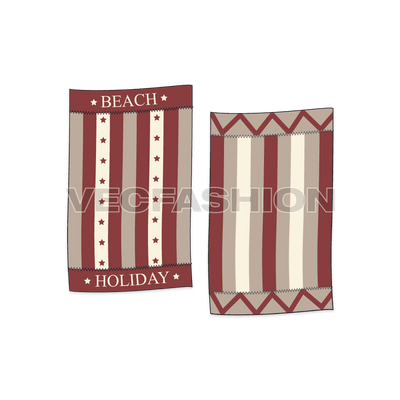 This is a vector graphic of Beach Holiday Towel designed with tones of brown and some other graphics.