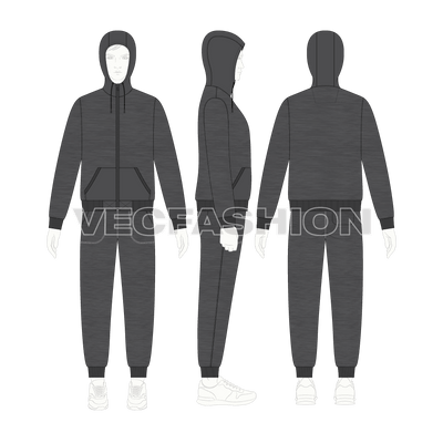 Charcoal Gray Running Tracksuit Set