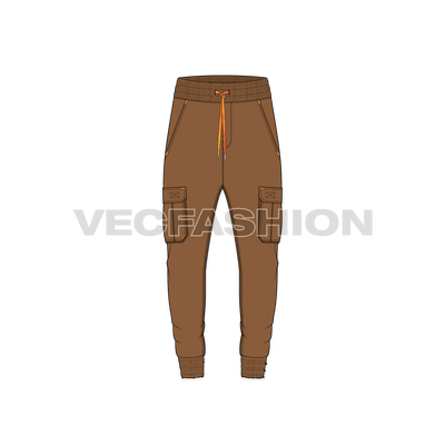 Download Online Mens Lose Fit Cargo Joggers Vector Template