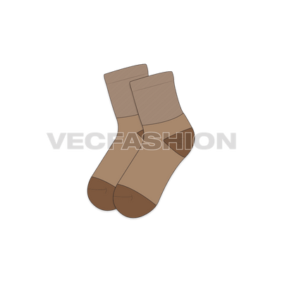 An illustrator fashion cad for Kids Cotton Socks. It has longer ribbed cuff with dark colored toes.