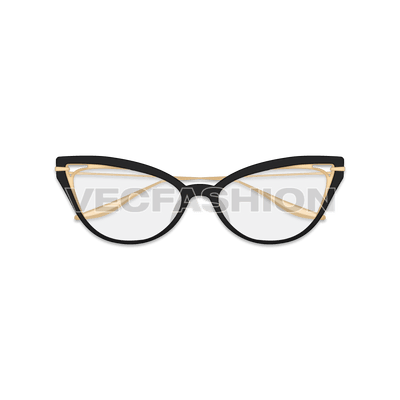 A vector template of Ladies Sun Glasses. This shape of glasses in inspired by the butterfly wings and looks very elegant when worn.