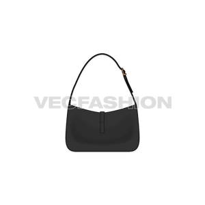 A vector illustration of a Leather Hobo Bag. It is a very sleek design with beautiful rendering in black. It is drawn with 4 views just add your logo on it in silver or gold color and it is ready to send to your manufacturer.
