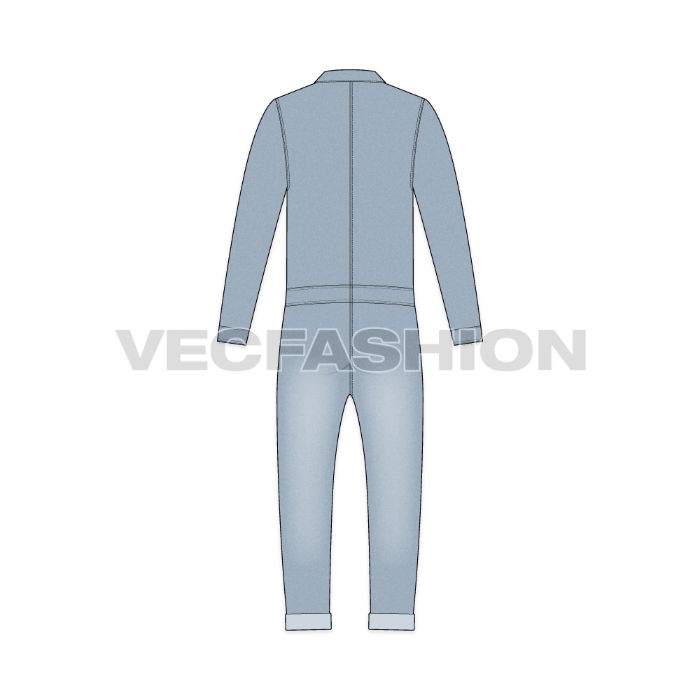Men Denim Boiler Suit Template