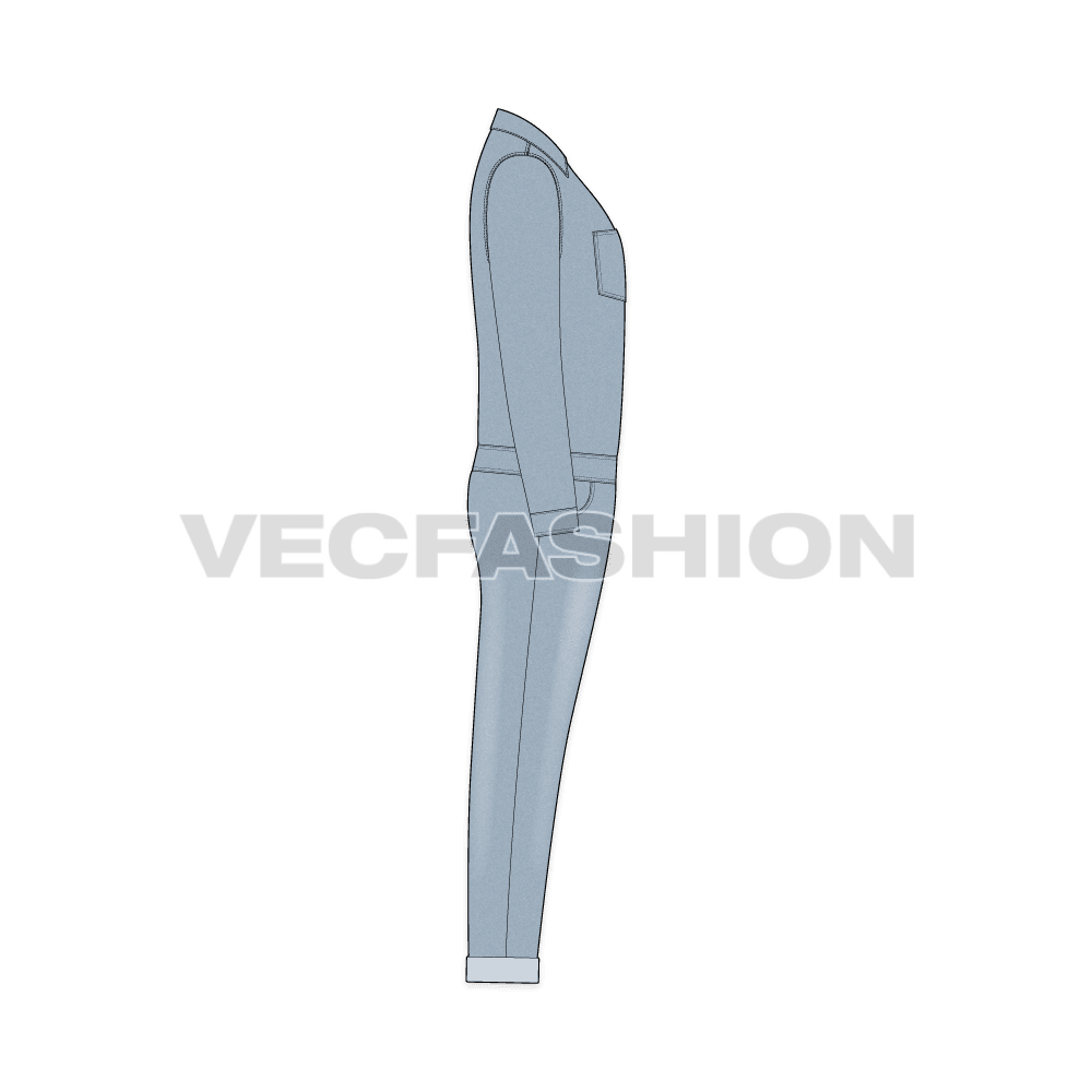 Men Denim Boiler Suit Template