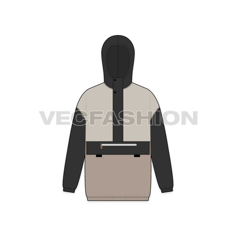 Men Oversized Jacket Vector Flat Sketch