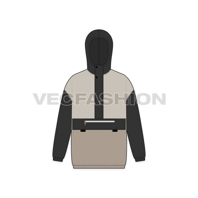 Men Oversized Jacket Vector Flat Sketch