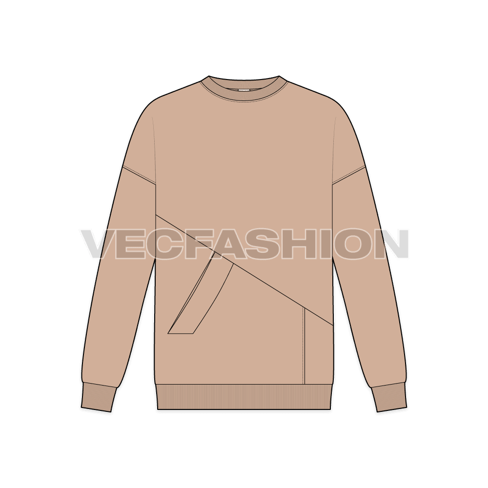 Men Oversized Sweater Flat Sketch