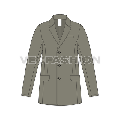 Mens 3 Buttoned Blazer front view