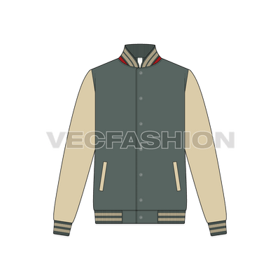 Mens American Baseball Vector Jacket front view