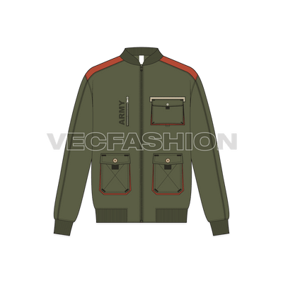 Mens Army Bomber Jacket front view