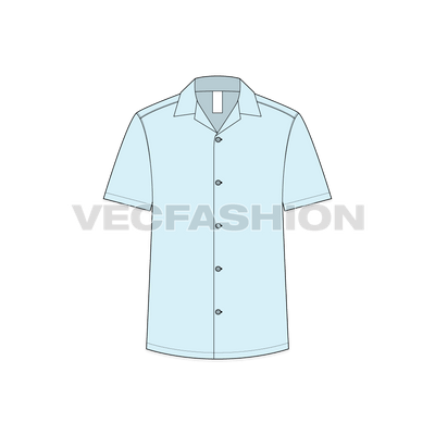 Mens Beach Shirt Flat Sketch front view