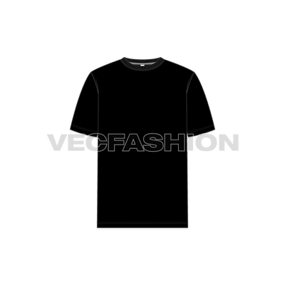 Mens Black Round Neck T-Shirt Short Sleeved