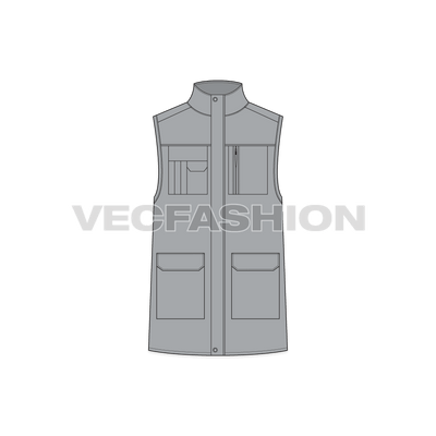 Mens Body Warmer Vector Sketch front view