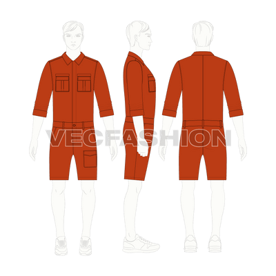 Mens Boiler Suit With Shorts