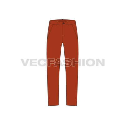Mens Burnt Orange Straight Leg Chinos