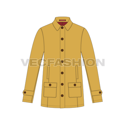 Mens Car Coat Vector front view