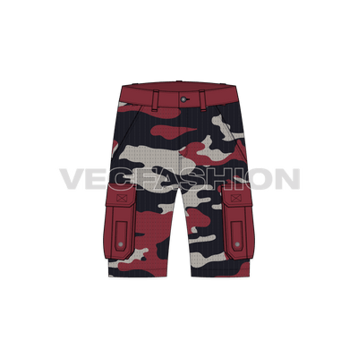 Mens Cargo Shorts With Camouflage Print