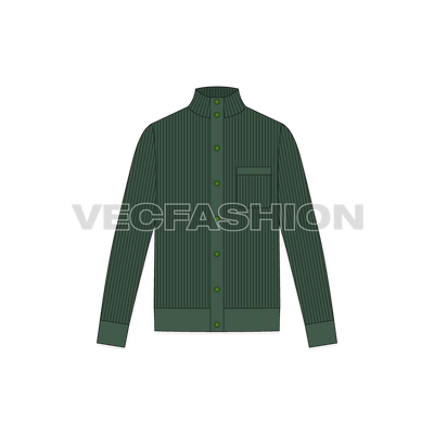 fully editable of mens cashmere sweater cardigan showing front view