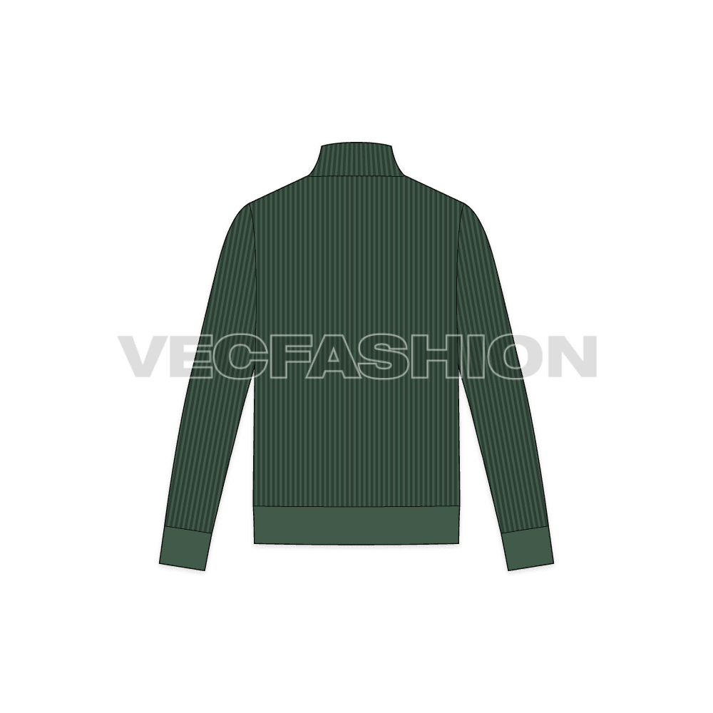 adobe illustrator sketch fully editable of mens cashmere sweater cardigan showing back view