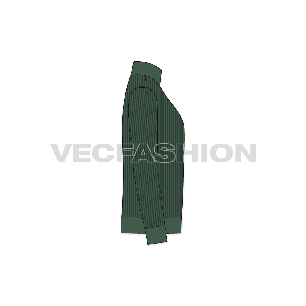 editable of mens cashmere sweater cardigan showing side view