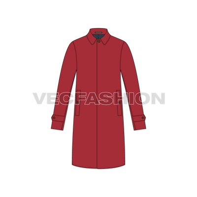 Mens Classic Raincoat Vector Template front view