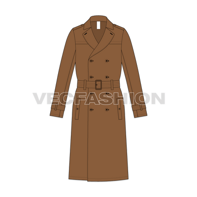 Mens Classic Trench Coat front view