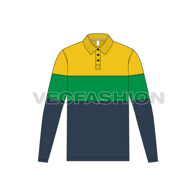 Mens Color Blocked Jersey Polo Shirt