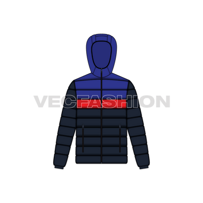 Mens Contrast Panels Down Jacket front view