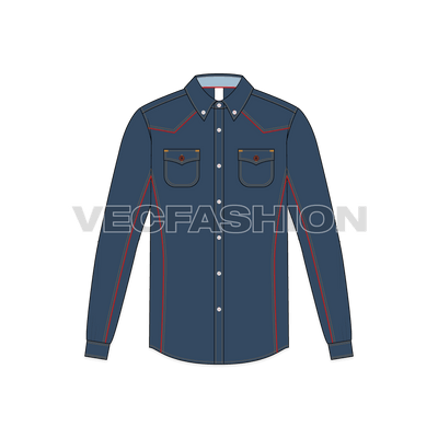 Mens Cowboy Denim Shirt