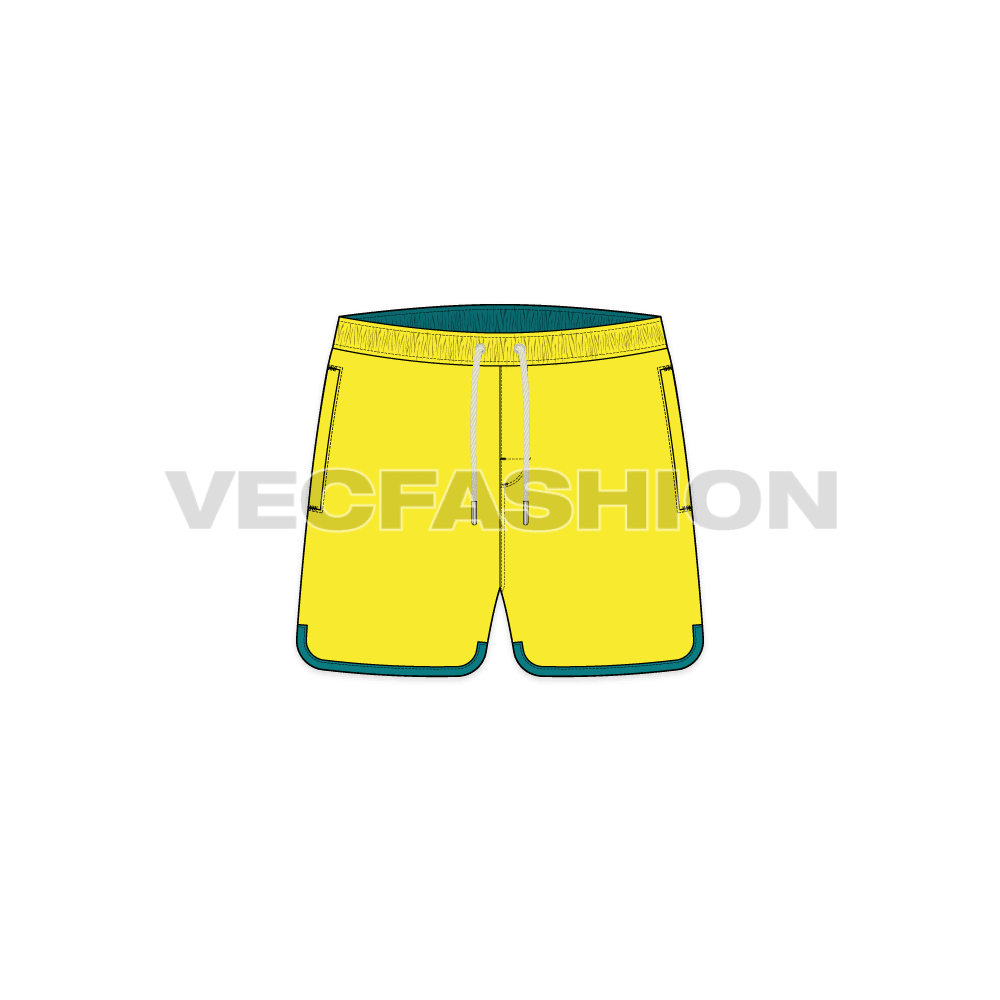 Mens Curved Hem Swim Shorts