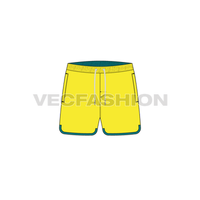 Mens Curved Hem Swim Shorts