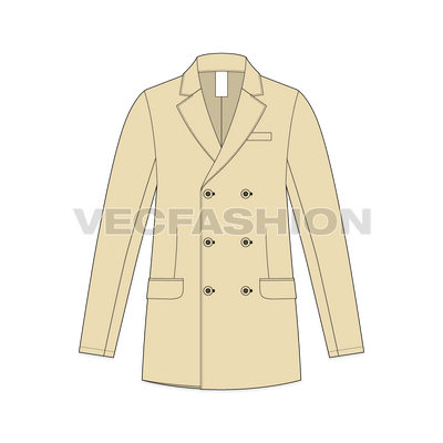 Mens Double Breasted Coat fornt view