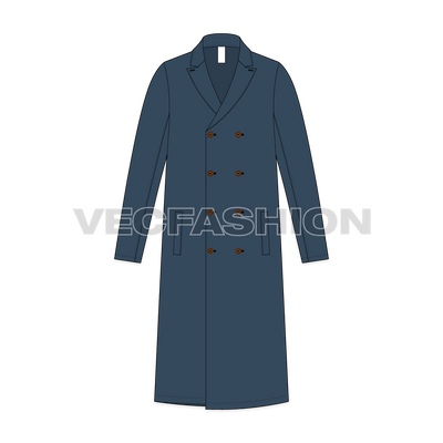 Mens Double Breasted Coat front view
