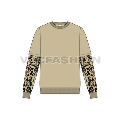 Mens Double Layered Sleeve Crewneck