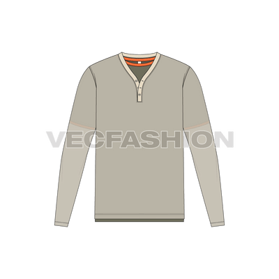 Mens Double Tees Henley Neck And Round T-Shirts