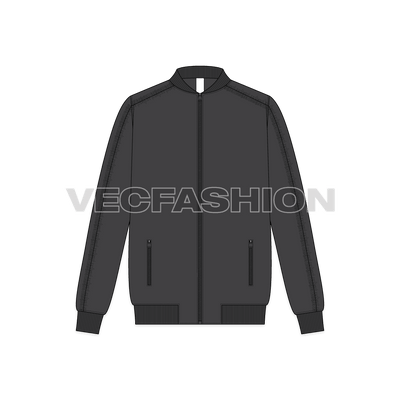 Mens Flight Jacket Fashion Flat Sketch front view