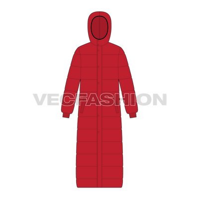 Mens Full Length Puffer Coat front view