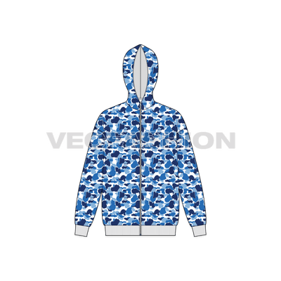 Mens Full Zip-Up Camo Hoodie