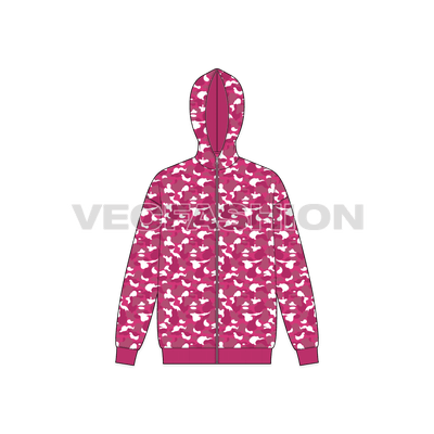 Mens Full Zip-Up Camo Hoodie