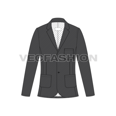 Mens Gray Slim-Fit Sport Jacket front view