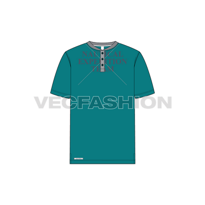 Mens Henley Neck T-Shirt